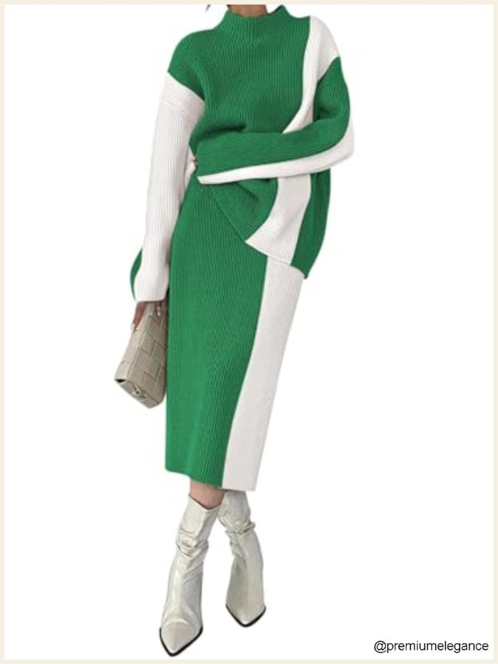 Women 2 Piece Skirt Sets Fall Winter Knit Sweater Set Mock Neck Long Sleeve